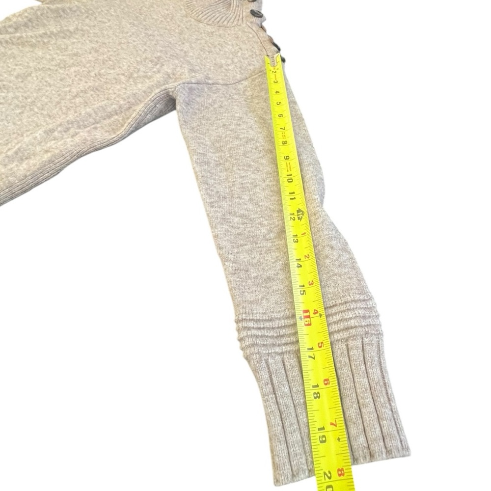 Anthropologie Margarita Tunic Sweater Tan Button Shoulder Detail Mock Neck Sz XS - Picture 7 of 9